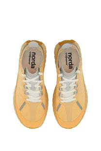 Norda men’s conder dyneema sneaker in yellow featuring yellow-orange design with white laces and gray accents