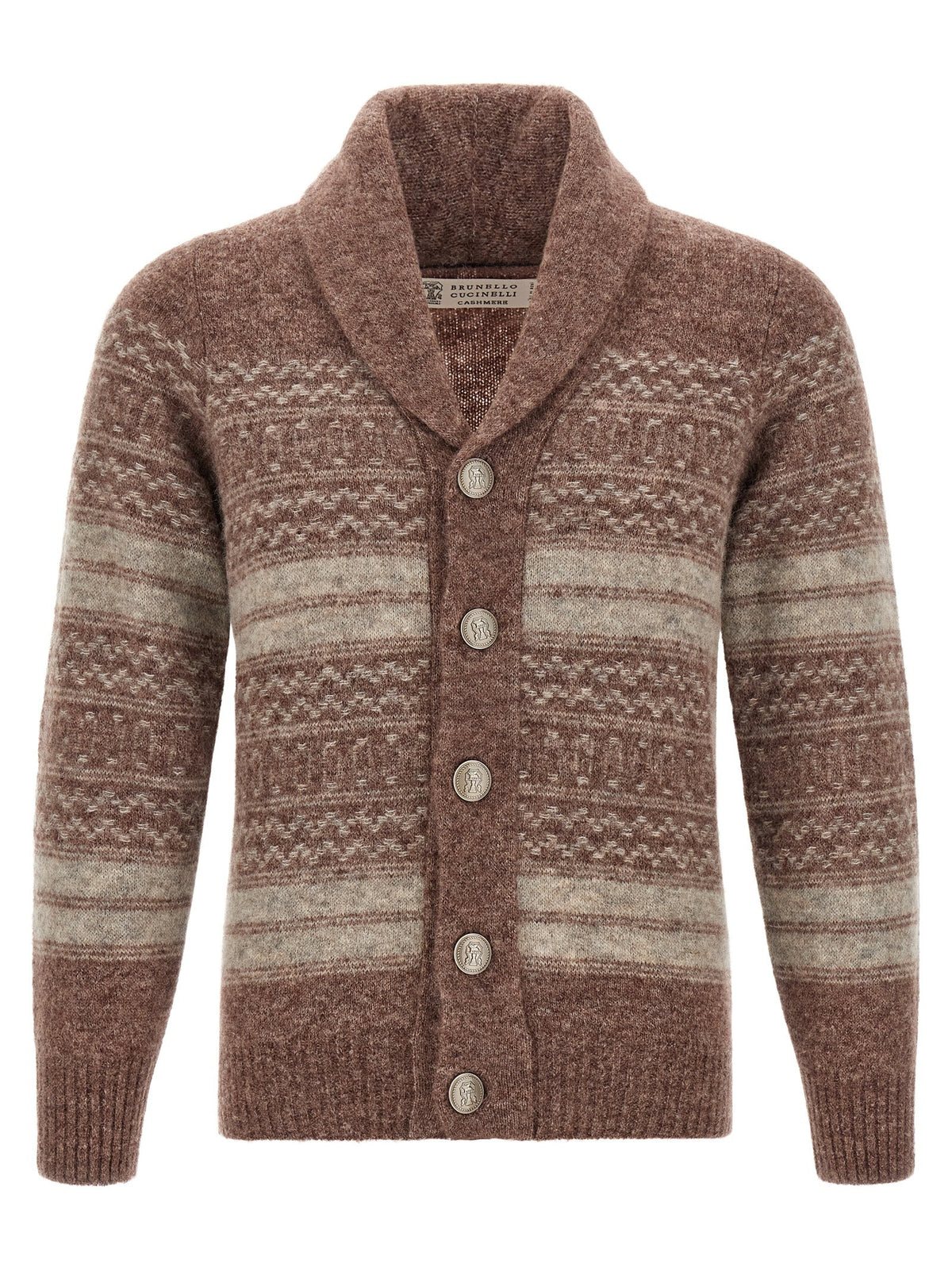 Brunello Cucinelli Nordic Jacquard Cardigan Brown