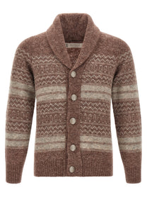 Brunello Cucinelli Nordic Jacquard Cardigan Brown
