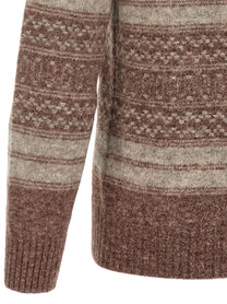 Brunello Cucinelli Nordic Jacquard Cardigan Brown