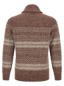 Brunello Cucinelli Nordic Jacquard Cardigan Brown
