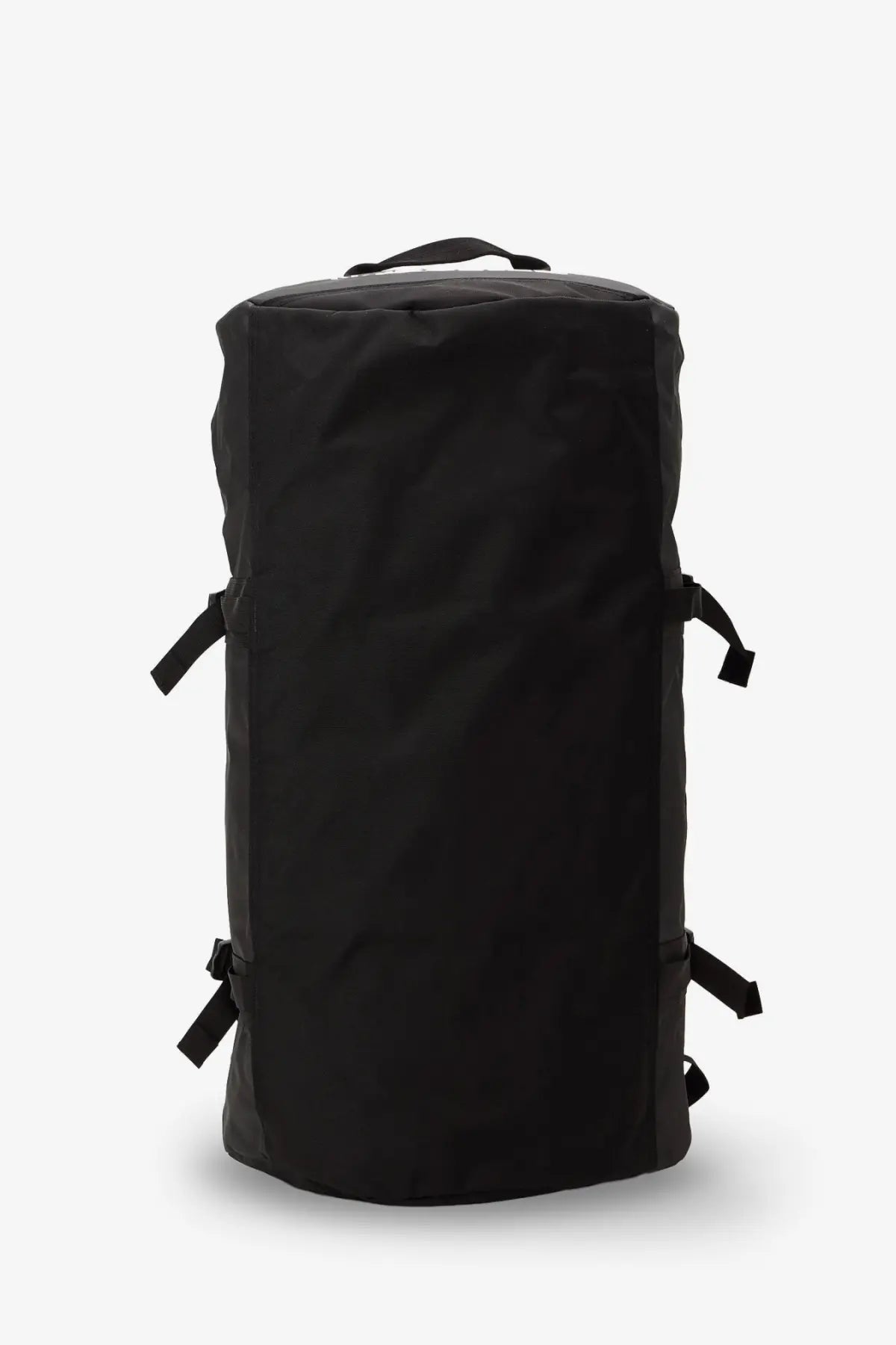 The North Face men’s base camp black duffel bag with reinforced straps and top handle made of recycled PVC