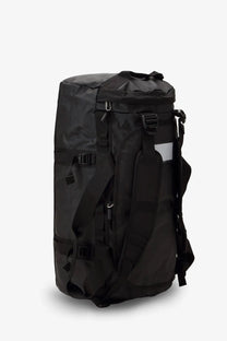The North Face men’s base camp duffel black durable bag with reinforced straps and reflective patch made from recycled pvc