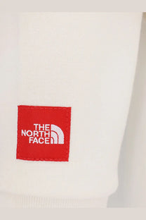 The north face men’s cream cotton blend sweatshirt with a white logo patch on the front side
