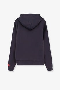 The north face men’s black cotton hooded sweatshirt with a subtle red brand tag on the left sleeve