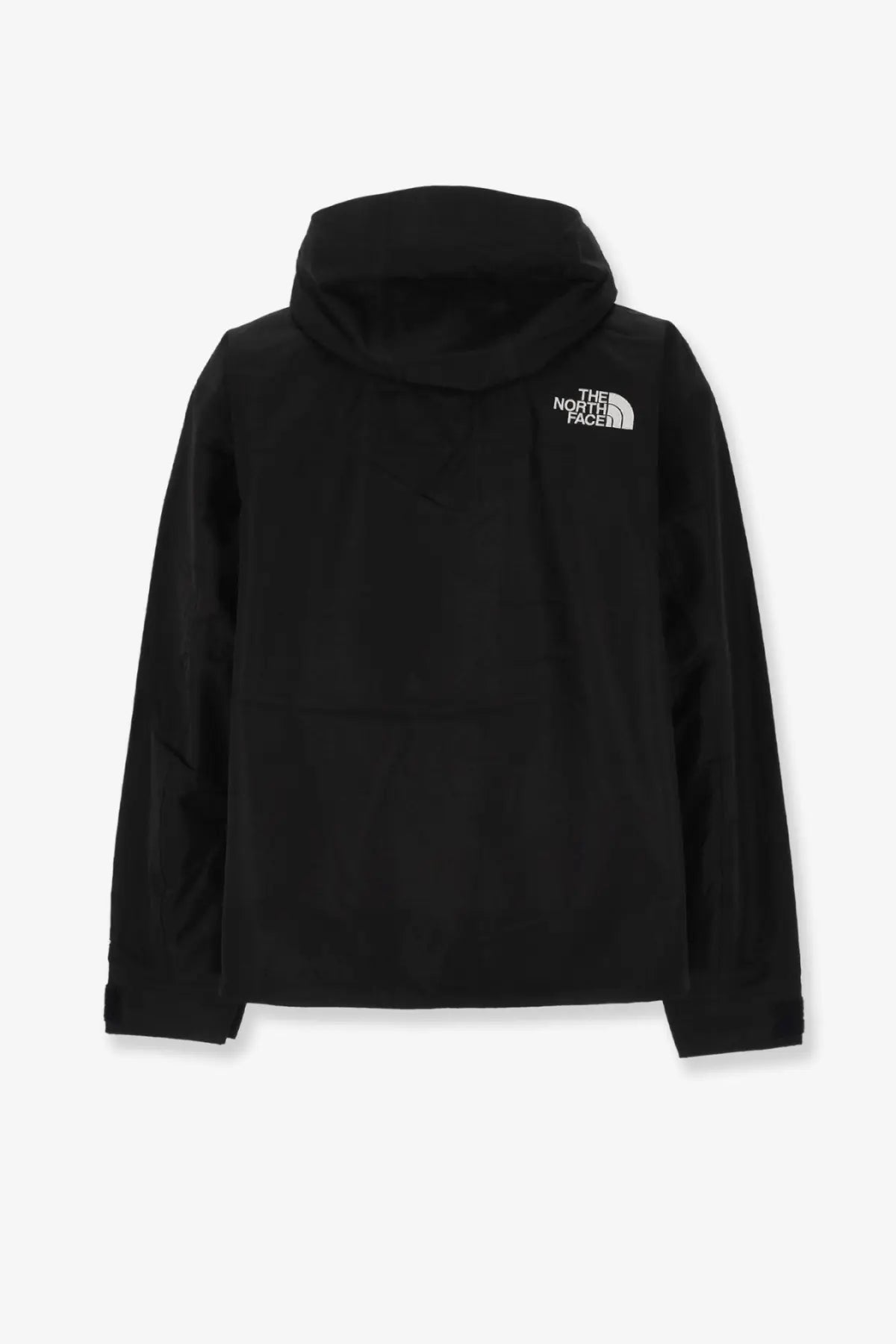 Black the north face men’s DryVent mono hooded jacket with white chest logo designed for waterproof protection