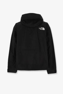 Black the north face men’s DryVent mono hooded jacket with white chest logo designed for waterproof protection