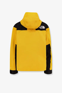The north face men’s dryvent mono nylon windbreaker jacket in gold features a bright yellow and black color block design