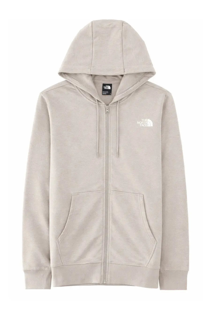 The north face men’s felpa con zip beige zip-up hoodie with white logo on chest and matching drawstrings