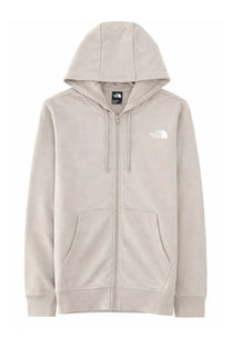 The north face men’s felpa con zip beige zip-up hoodie with white logo on chest and matching drawstrings