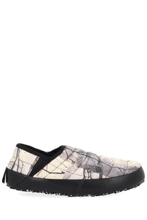 The north face men’s mule slip-on shoe with quilted gray cracked earth upper and black rubber sole and lining