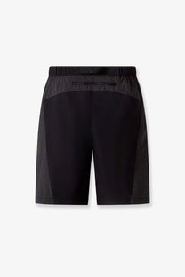The north face men’s nylon bermuda shorts black with elastic waistband and subtle checkered side panels visible