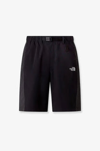 The north face men’s nylon bermuda shorts in black feature contrasting black and white checkered side panels