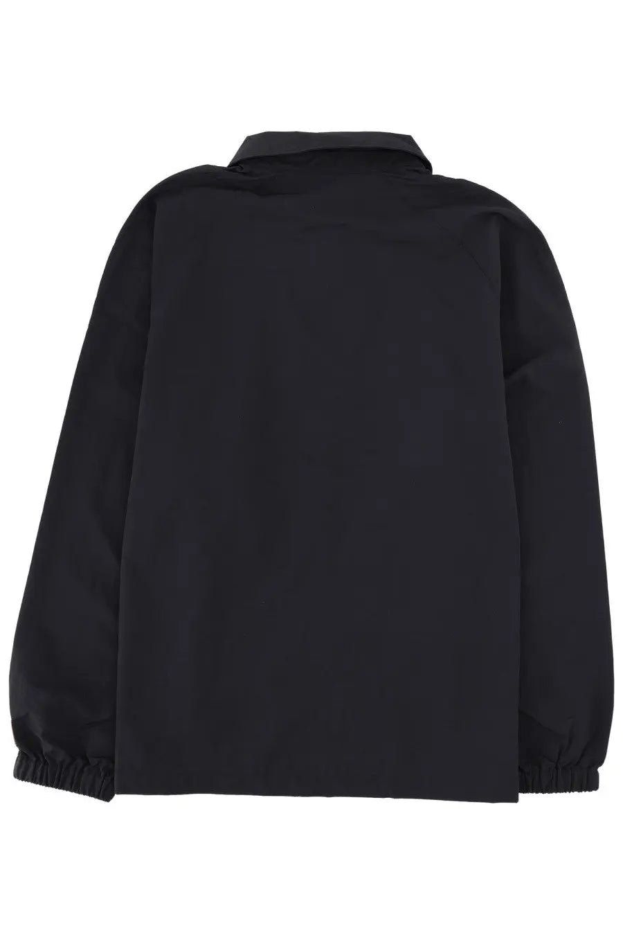 The north face men’s overshirt red box black black nylon jacket with collar and elastic cuffs front view