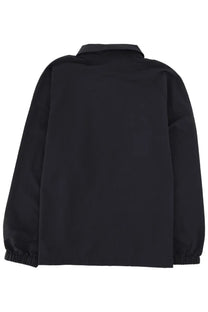 The north face men’s overshirt red box black black nylon jacket with collar and elastic cuffs front view