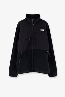 The North Face men’s retro Denali jacket black fleece with high collar zipper closure and multiple zippered pockets
