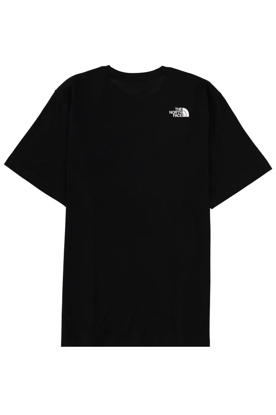 The North Face men’s black short-sleeved t-shirt with a white embroidered logo on the left chest
