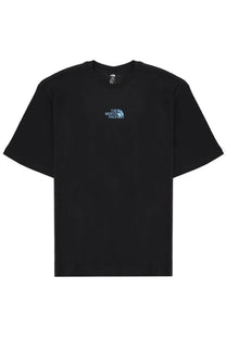 The North Face men’s black short-sleeved t-shirt with a small blue embroidered logo on the chest