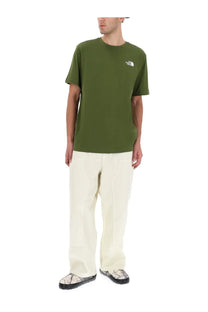 The North Face men’s olive green short-sleeved t-shirt with a small white logo on the left chest