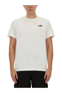 The North Face men’s white cotton t-shirt with a small black embroidered logo on the left chest