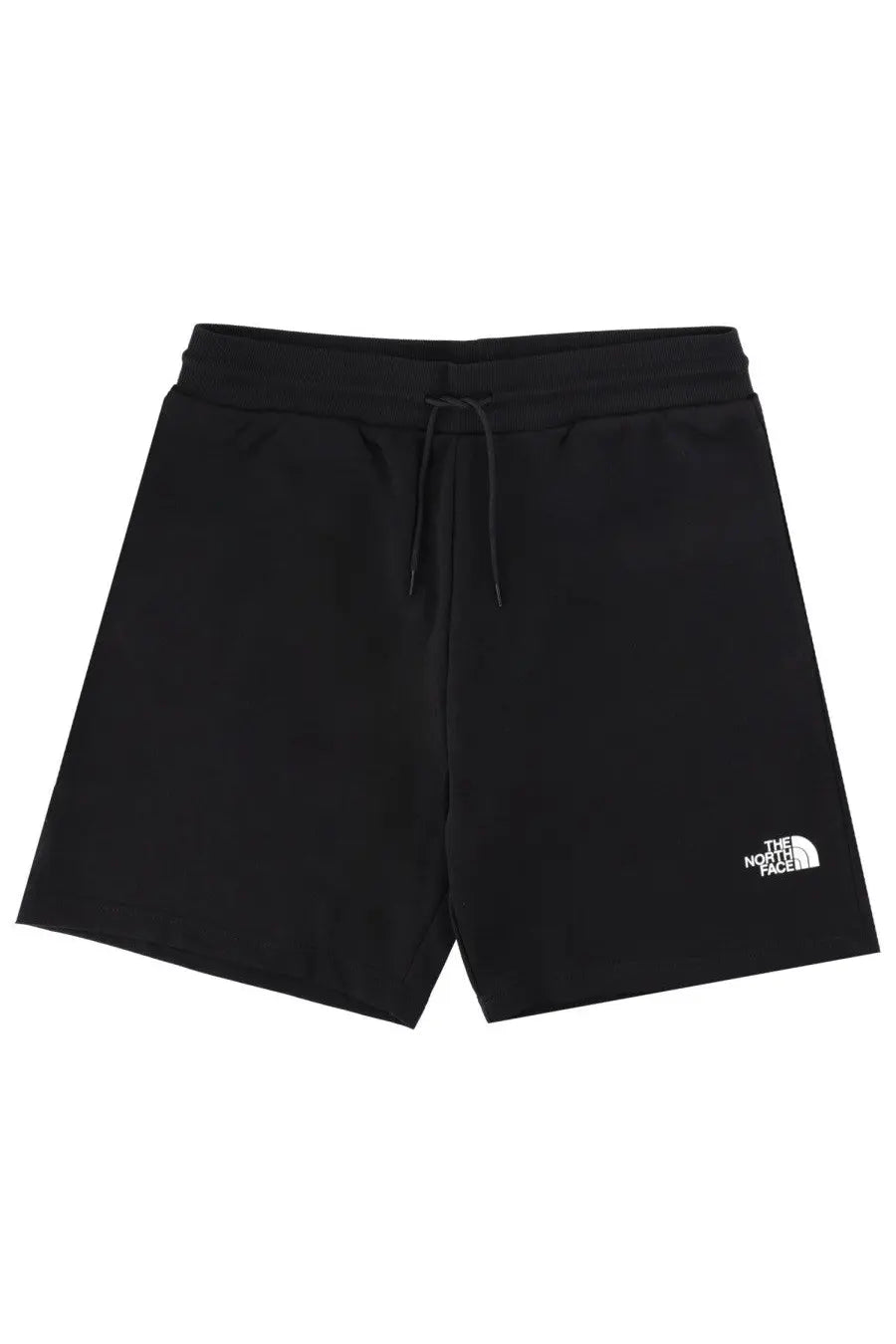 Black the north face men’s simple dome light con shorts with white logo on lower left leg