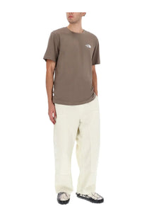 The North Face men’s simple dome brown short-sleeved taupe t-shirt with a white embroidered chest logo