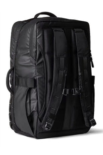 The north face unisex backpack base camp voyager large black showing reinforced stitching and adjustable shoulder straps