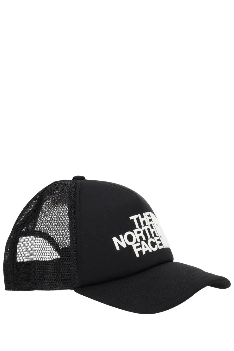 The North Face unisex black trucker hat with white logo is a casual breathable baseball cap