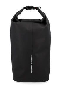 The North Face unisex base camp dry bag black with roll-top closure and white vertical text branding