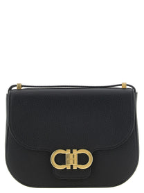 Ferragamo North South Double Gancini Crossbody Bag Black