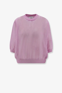 A soft lavender lightweight cotton blend sweatshirt for women with round neckline and ribbed cuffs pink shirt