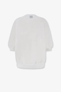 White oversized cotton blend sweatshirt for women with soft loose fit and ribbed cuffs nude brand