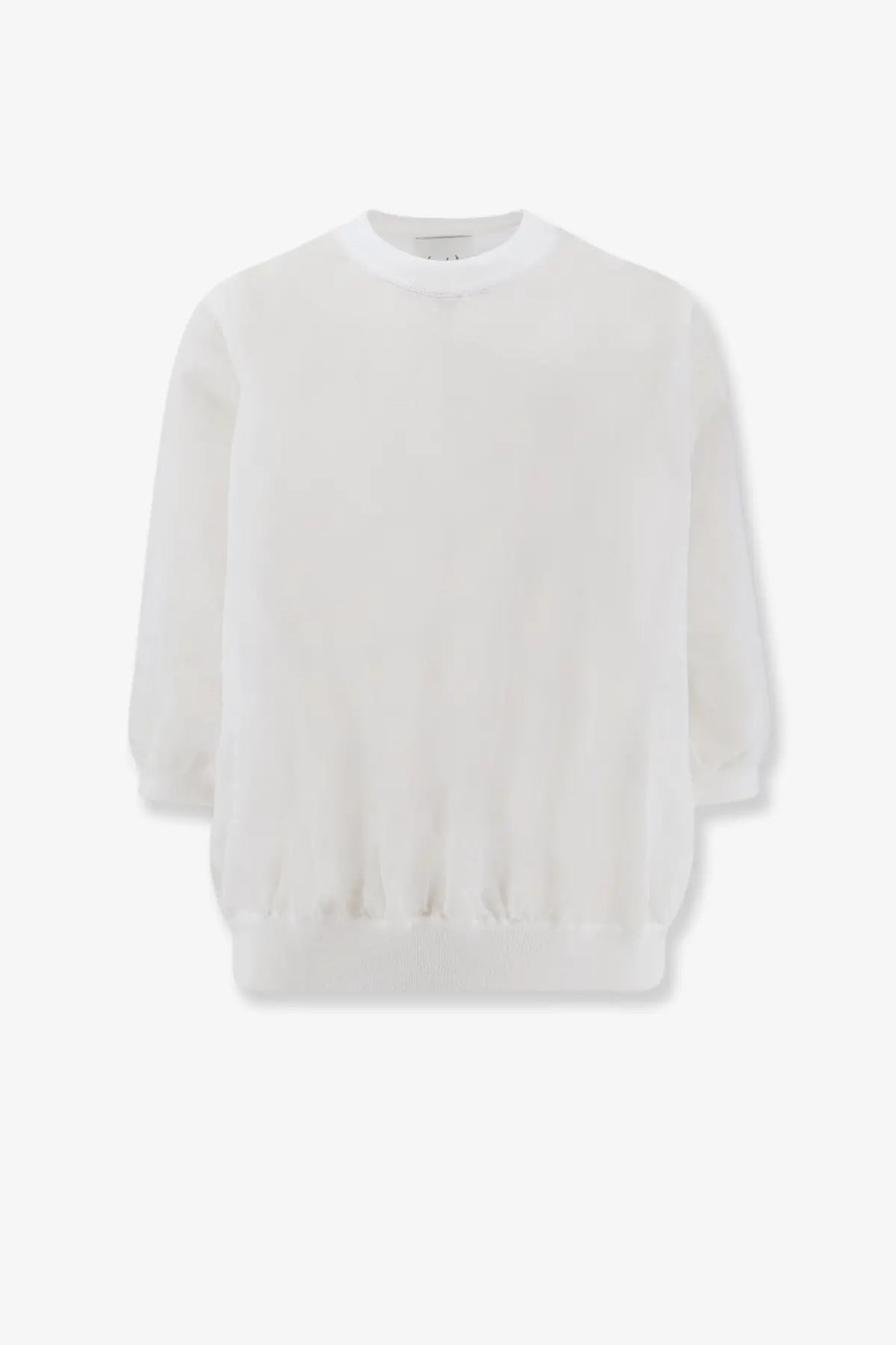 White nude women’s cotton blend long-sleeved shirt with soft texture relaxed fit and ribbed cuffs