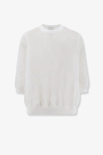 White nude women’s cotton blend long-sleeved shirt with soft texture relaxed fit and ribbed cuffs