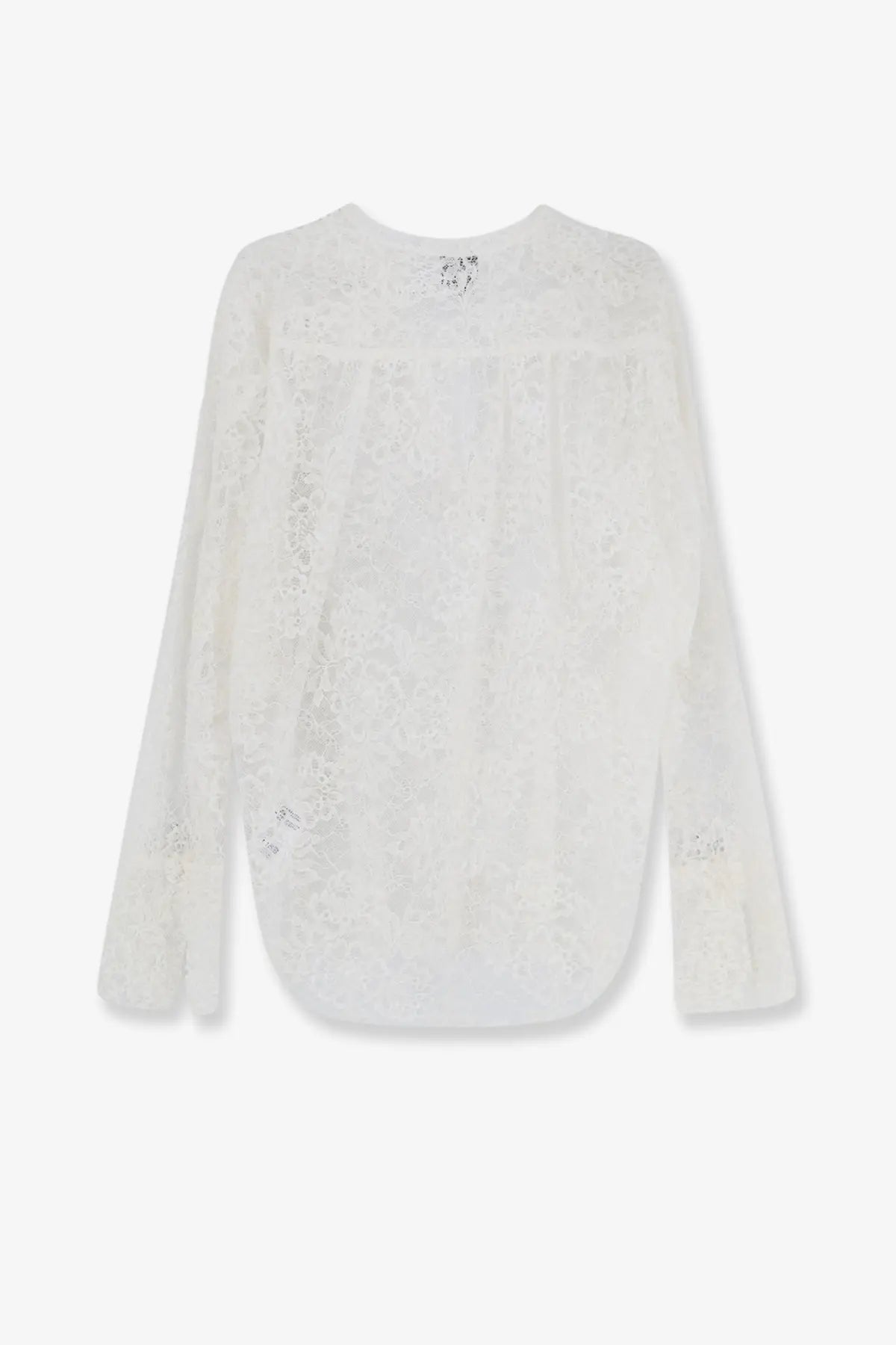 Nude women’s lace shirt white featuring a delicate white lace blouse with long sleeves and a soft flowing silhouette