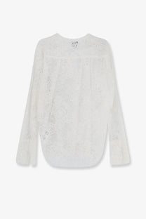 Nude women’s lace shirt white featuring a delicate white lace blouse with long sleeves and a soft flowing silhouette