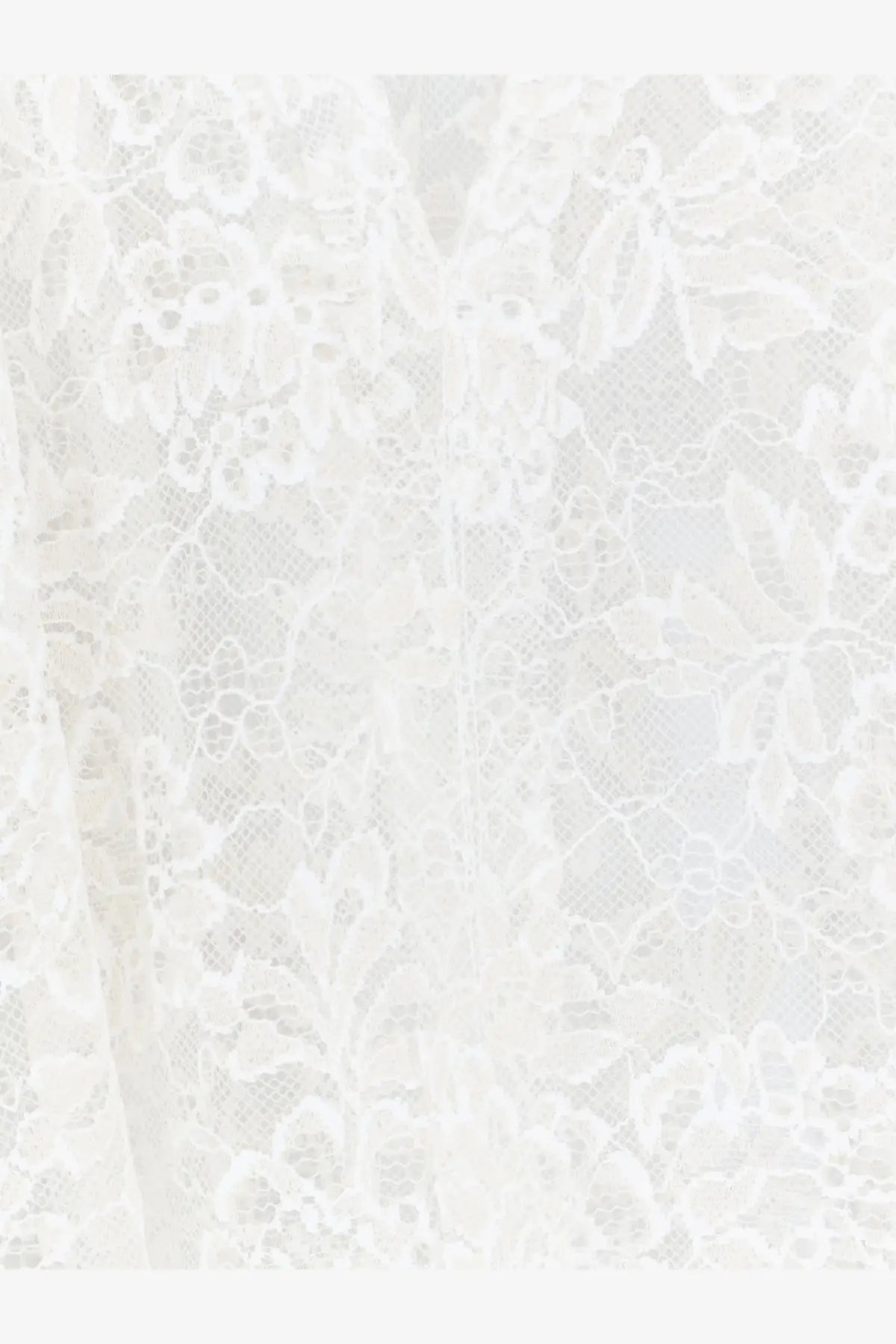 Nude womens white lace shirt featuring delicate white floral lace fabric with intricate patterns