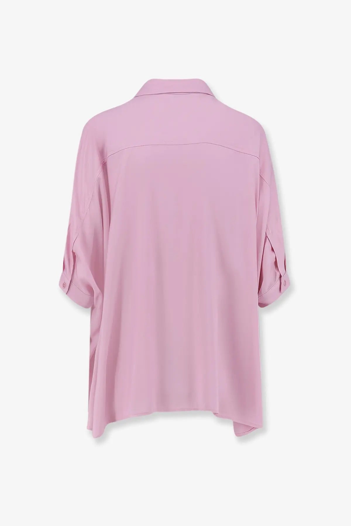 Nude women’s viscose shirt pink soft oversized button-up blouse with rolled cuffs and relaxed fit