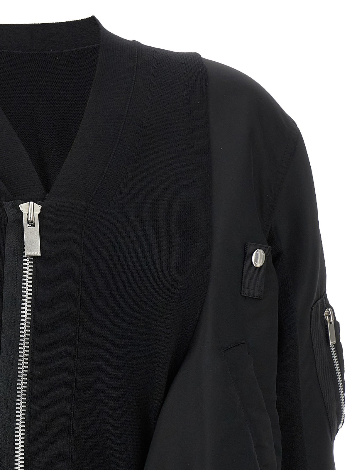 Sacai Nylon Insert Cardigan Black, view 3