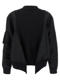 Sacai Nylon Insert Cardigan Black, view 2