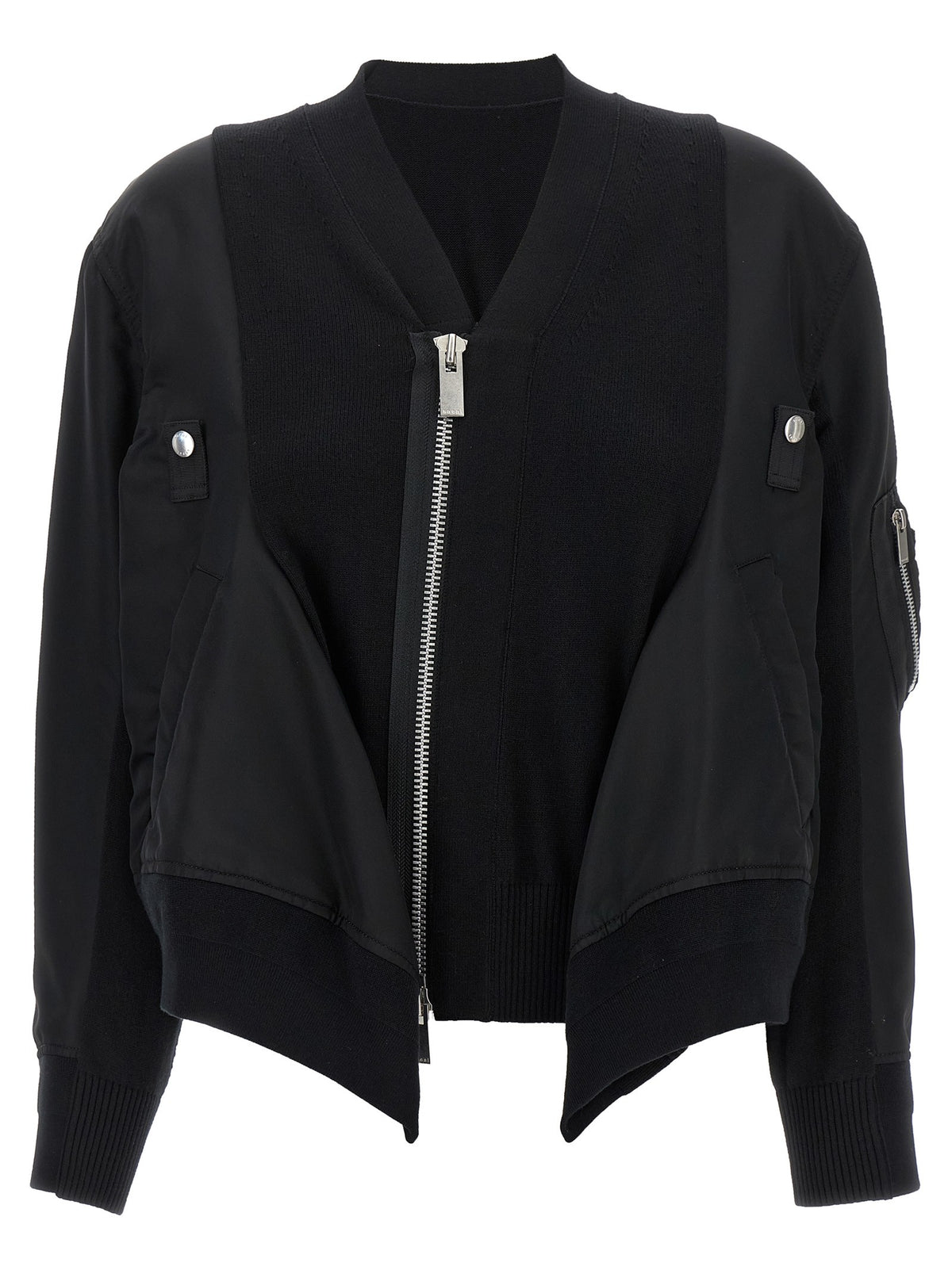 Sacai Nylon Insert Cardigan Black