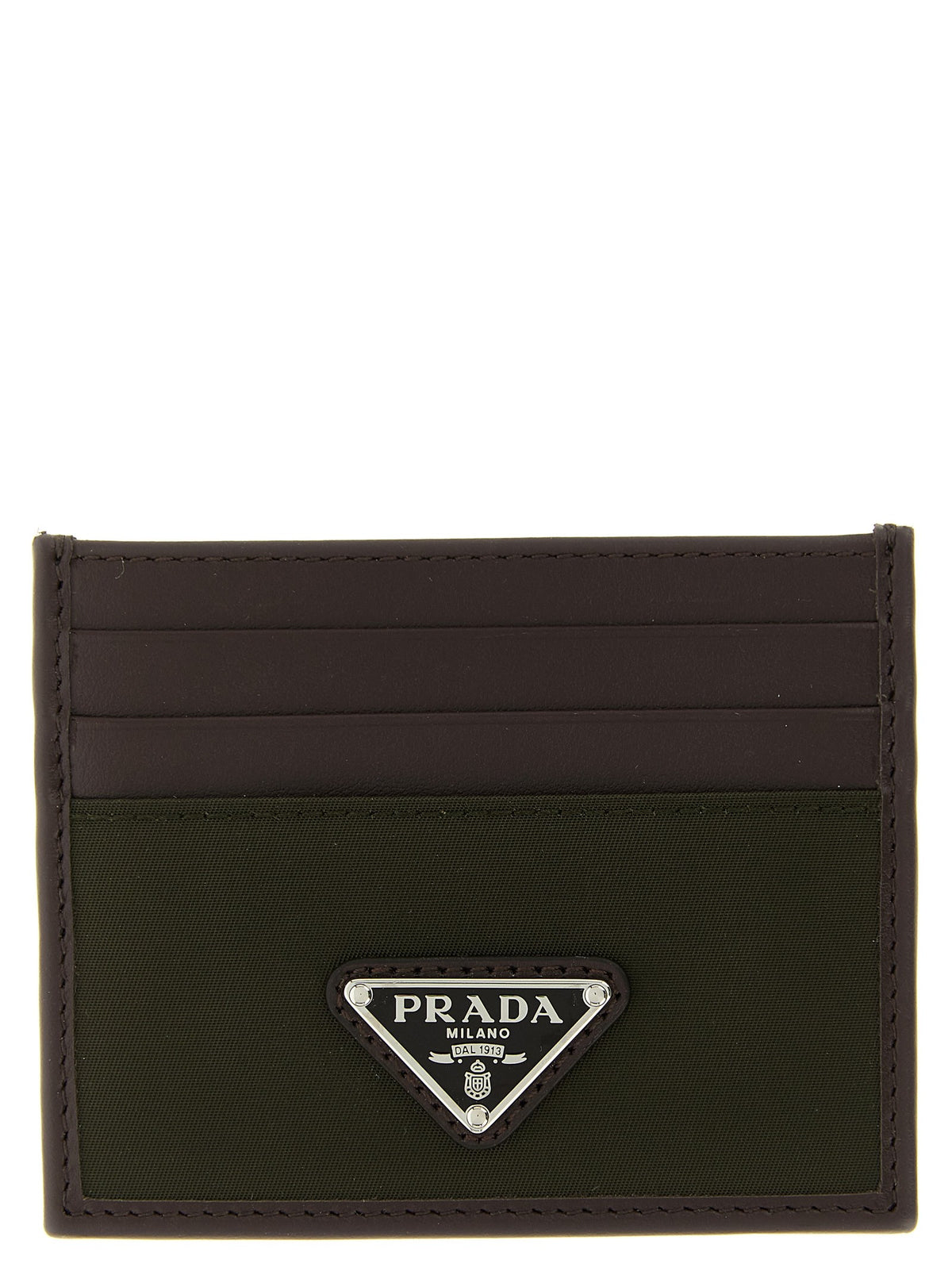 PRADA Nylon Leather Cardholder Green