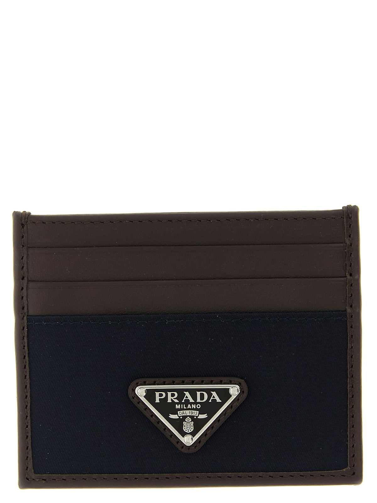 PRADA Nylon Leather Cardholder Blue