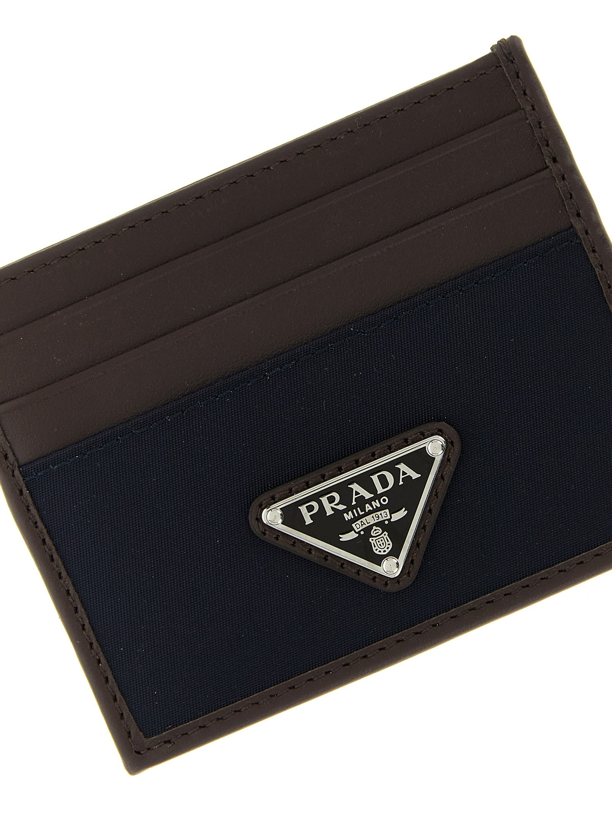 PRADA Nylon Leather Cardholder Blue