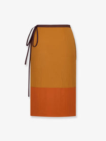 Saint Laurent Women's Nylon Pencil Skirt Gold