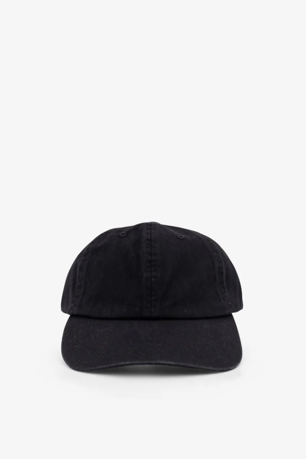 Oamc Peacemaker men’s black cotton baseball cap with flat brim and classic six-panel construction
