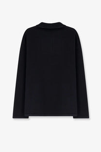 Black long-sleeved oamc peacemaker cotton sweater with ribbed crew neck and cuffs for men