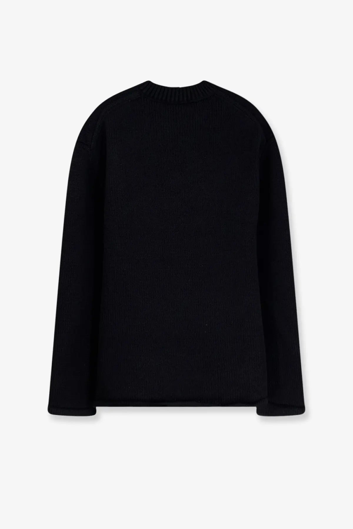 Oamc Peacemaker men’s black cotton ribbed knit sweater with classic crew neck and long sleeves