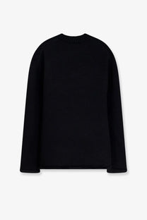 Oamc Peacemaker men’s black cotton ribbed knit sweater with classic crew neck and long sleeves