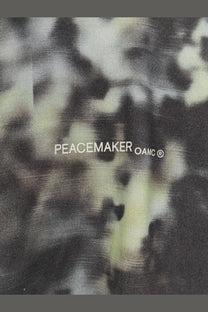Black and pale green tie-dye oamc peacemaker men’s cotton sweatshirt with white text on the chest